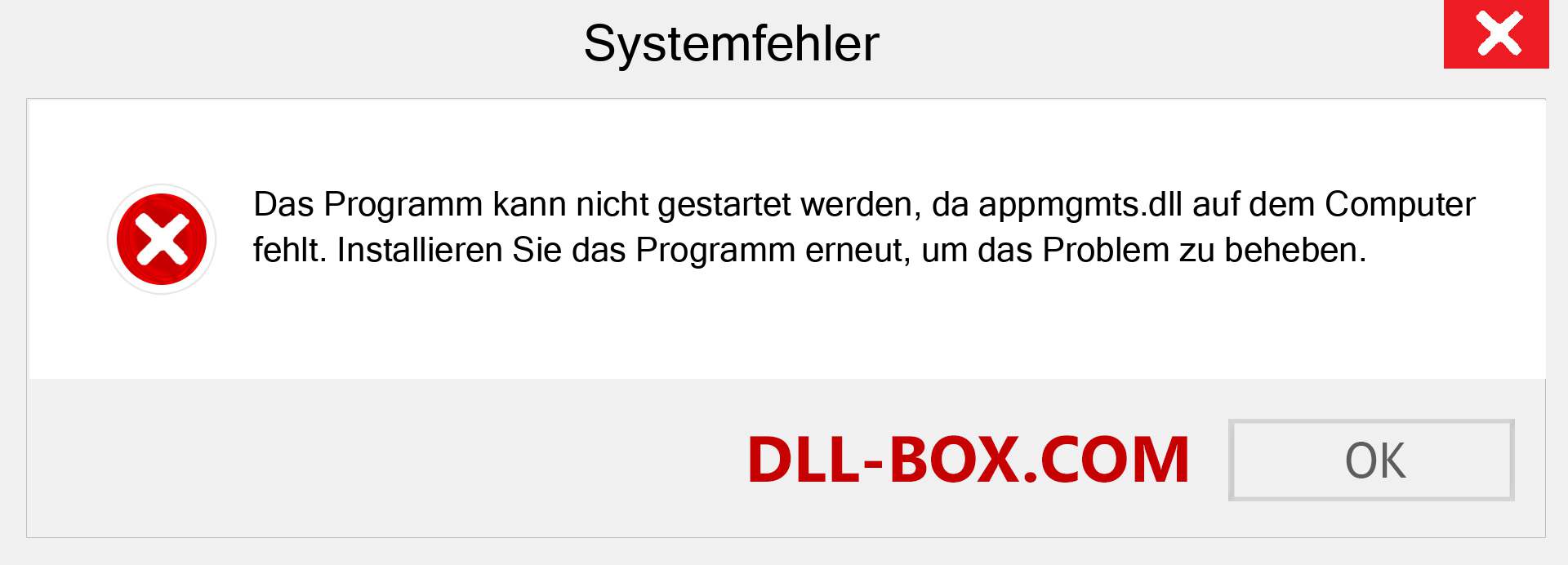 appmgmts.dll-Datei fehlt?. Download für Windows 7, 8, 10 - Fix appmgmts dll Missing Error unter Windows, Fotos, Bildern