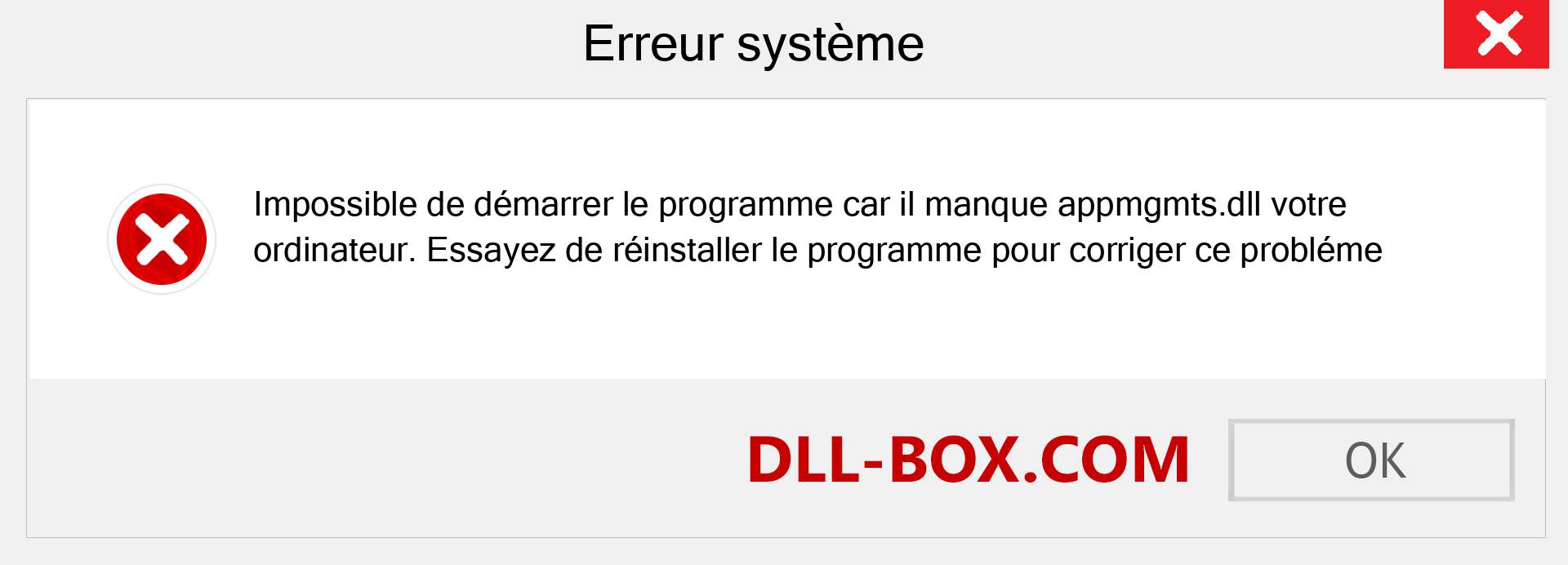 Le fichier appmgmts.dll est manquant ?. Télécharger pour Windows 7, 8, 10 - Correction de l'erreur manquante appmgmts dll sur Windows, photos, images